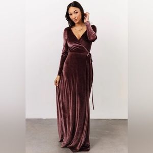 Esmerelda Velvet Wrap Maxi Dress | Dusty Plum